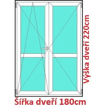 Okno Soft Dvoukřídlé balkonové dveře s příčkou 180x220 cm, otevíravé a sklopné