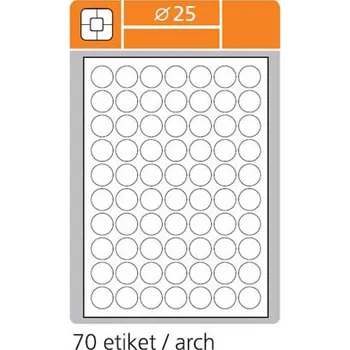 Speciální papír Print etikety A4 pro laserový a inkoustový tisk - kulaté průměr 25 mm ( 70 etiket / arch), 100 listů