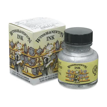 Tuš Winsor Newton 30ml – 617 stříbrná (Tuš Winsor Newton 30ml – 617 stříbrná)