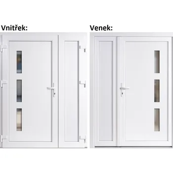 Vchodové dveře Dvoukřídlé vchodové dveře plastové Soft Julie+Panel Plný, Bílá/bílá, 130x200 cm, levé