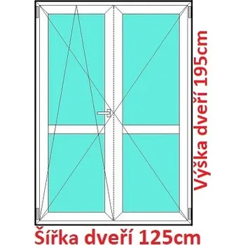 Okno Soft Dvoukřídlé balkonové dveře s příčkou 125x195 cm, otevíravé a sklopné