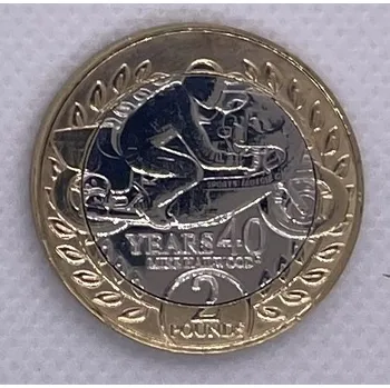 (2018) Isle of Man - 2 Ł mince - 40. výročí, závodník M. Hailwood