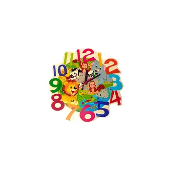 Hodiny Dřevěné dětské nástěnné hodiny DŽUNGLE - HESS