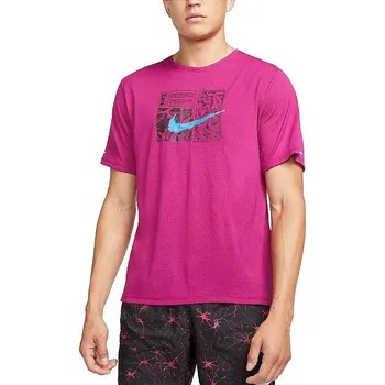 Pánské oblečení tričko Nike Dri-Fit Miler D.Y.E. - Dynamic Berry/Laser Blue L