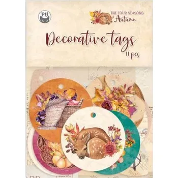 Umělecký papír Dekorativní visačky P13 - The four seasons Autumn sada 11 ks