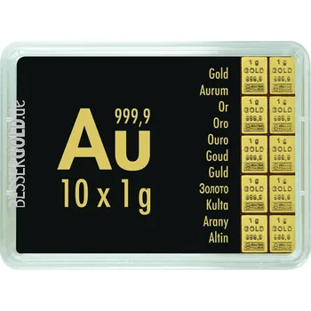 Zlatý slitek 10x1g Combibar VALCAMBI (Švýcarsko)