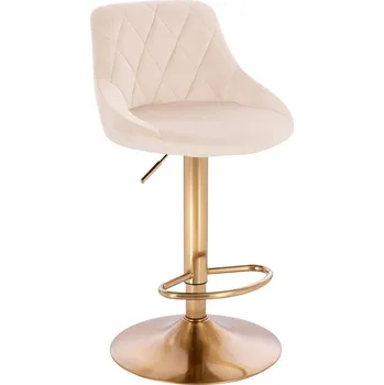 Barová židle Barová židle Kvam velur na zlatém talíři - krémová