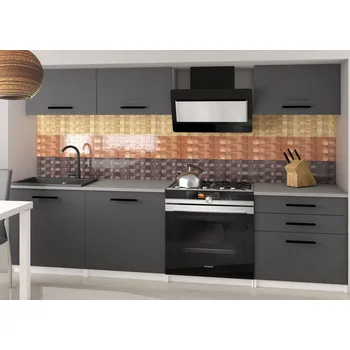 Kuchyňská linka Kuchyňská linka Belini 180 cm šedý mat s pracovní deskou Laurentino2 TOR LAURENTINO2/3/WT/SR/0/B1