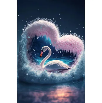 Diamantové malování Diamantové malování - Labuť v srdci č. 1017