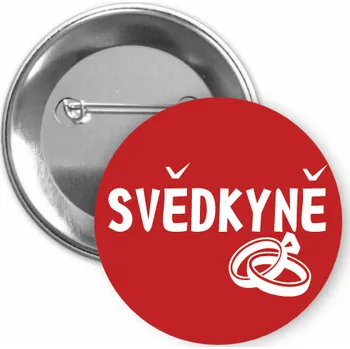 ON-DESIGN Placka s motivem Svědkyně Barva: červená, Barva potisku: bílá, Typ buttonu: špendlík