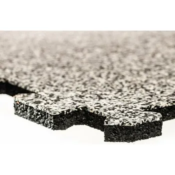 Venkovní dlažba Černo-bílá modulová podlahová guma (puzzle - střed) FLOMA Sandwich - 100 x 100 x 1,8 cm