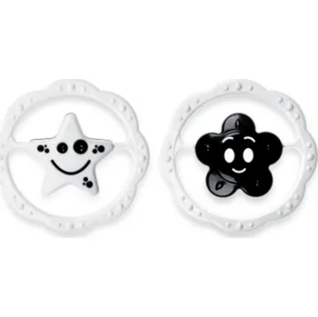 Tullo chrastítko kruh hvězdička kytička černobílé