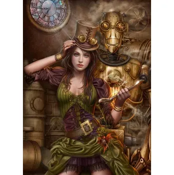 Diamantové malování Diamantové malování - Dívka a robot č. 994