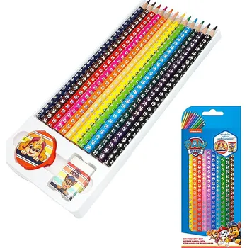 Pastelka EUROSWAN Sada pastelek Paw Patrol 12 barev + guma a ořezávátko