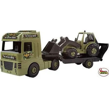 Hračka na písek Kamion MAXI TRAILER MILITARY s vlekem s traktorem, 64 cm - AVC