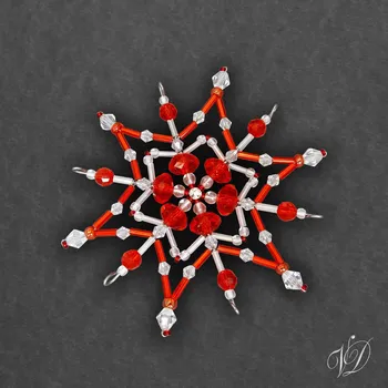 Vánoční ozdoba Vánoční korálková hvězda 0327 (PEVNÁ A NEREZ) Christmas bead ornament (Vánoční hvězda z korálků - Korálková hvězdička a vločka - Hvězdy a hvězdičky z korálků - Christmas bead star)