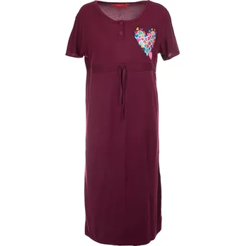 Dámská noční košile Noční košile Barevná srdíčka -bordó Velikost: M