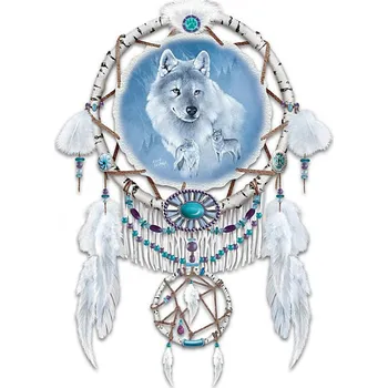 Diamantové malování Diamantové malování - Vlk v bílém lapači snů č. 960