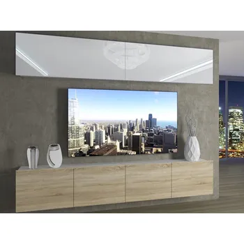 Obývací stěna Obývací stěna 200 cm Belini bílý lesk / dub sonoma Imperium 6 IMP 6/5/W/WDS/0/0
