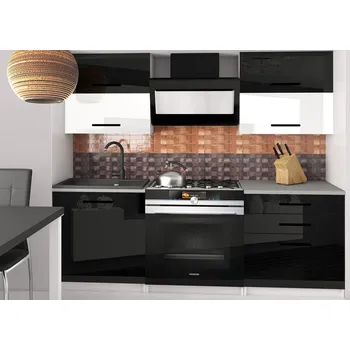 Kuchyňská linka Kuchyňská linka Belini 120 cm černý lesk / bílý lesk s pracovní deskou Eleganta2 INF ELEGANTA2/2/WT/BWB/0/B1