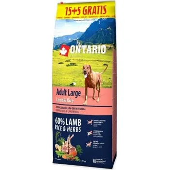 Krmivo pro psa Ontario Adult Large Lamb & Brown Rice 20 kg 2 pytle (2x20 kg)