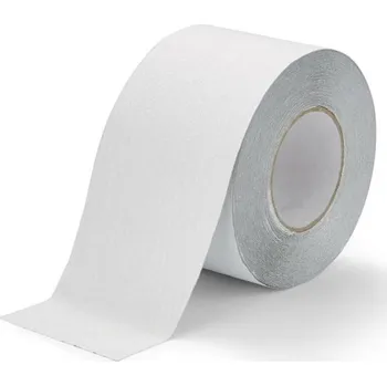 Výstražná páska Bílá korundová protiskluzová páska FLOMA Standard - 18,3 m x 10 cm a tloušťka 0,7 mm