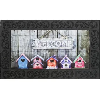 Vnitřní čistící vstupní rohož FLOMA Venga Birdhouses Welcome - délka 45 cm, šířka 75 cm a výška 0,6 cm