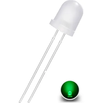 Polovodič LED Dioda 8mm, Zelená difuzní mléčná