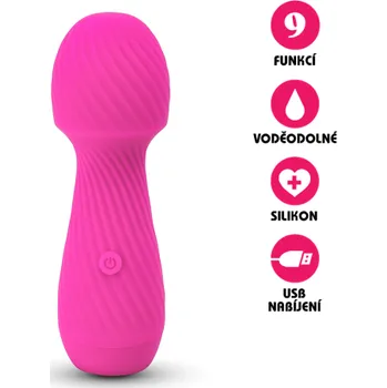 Vibrátor VšeNaSex.cz Masážní vibrátor USB Silicone Wand Massager růžový