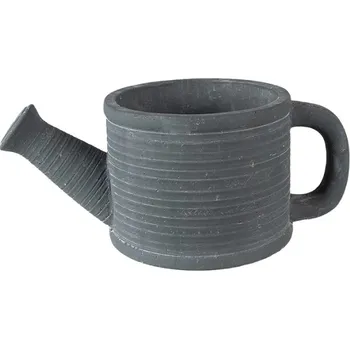 Obal na květináč Šedý cementový květináč ve tvaru konvičky – 27x15x11 cm