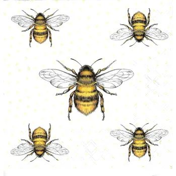 Papírový ubrousek UBR-E02, Ubrousek, 16x16 cm, VČELKY, 1 kus