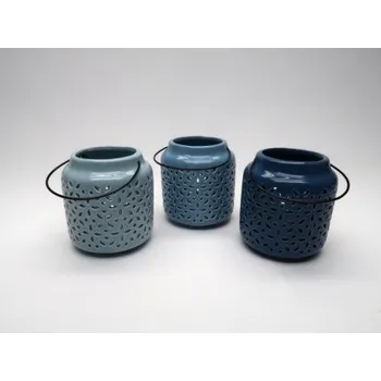 Lucerna Keramická lucerna modrá, Barva Modrá - světlá