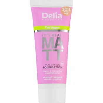 Přípravek na tvář Delia Cosmetics It's Real Matt matující make-up odstín 103 Warm Beige 30 ml