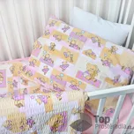 Dětské bavlněné povlečení 90x135+40x60 - Méďa s hračkami růžový