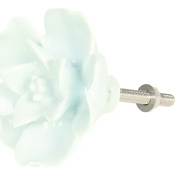 Dveřní kování Světle mintová nábytková úchytka ve tvaru květiny – 4 cm