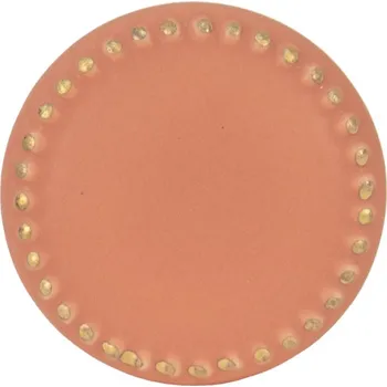 Dveřní kování Oranžová keramická úchytka ze zlatými puntíky Lennaert – 4x3 cm