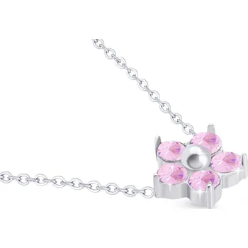 Řetízek biju Řetízek z chirurgické oceli s přívěskem, květina s růžovými zirkony 3001824-1