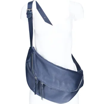 48925 kabelka ledvinka velká kůže barva: modrá tm