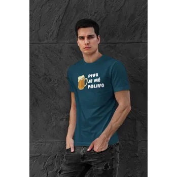 Pánské tričko Pivo je mé palivo Barva: Petrolejová modrá, Velikost: 2XL