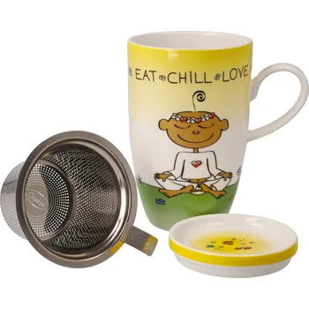 Goebel Yogi Hrnek na čaj se sítkem Eat Chil Love