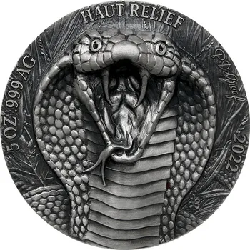 Stříbrná mince 5 Oz Kobra - Big Five Asia High Relief 2022 Antique Standard