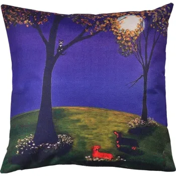 Dekorativní polštářek Povlak na polštář s noční krajinou a psy – 43x43 cm