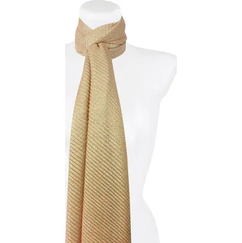 Šátek Dámský plisovaný obdélníkový šál 2390-5 s lesklou nití - broskvové barvy 7200652-3