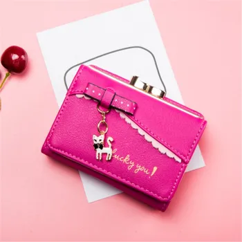 Kabelka Dámská malá peněženka v módním designu s přívěškem ve tvaru kočičky Barva: Růžová - PK MR