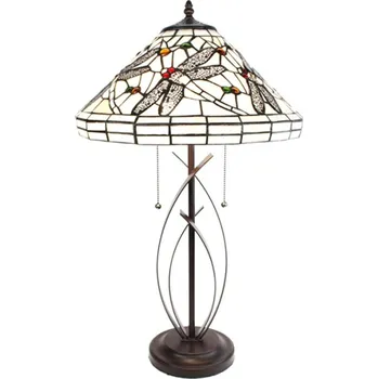 Dekorativní svítidlo Stolní lampa Tiffany White Dragonfly – 41x69 cm + doprava zdarma