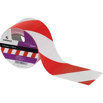 Walteco Výstražná páska, červenobílá, 50micx75mmx100m