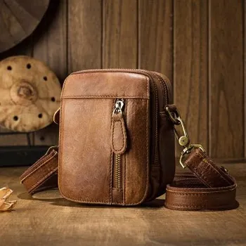 Malá crossbody taška pro pány pravá kůže Barva (Varianta): Hnědá