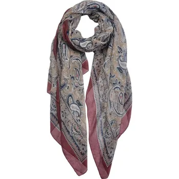 Šála Bordovo hnědý šátek s potiskem – 90x180 cm