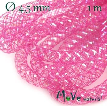 Stuha Modistická dutinka s lurexem 4,5mm, 1m, růžová