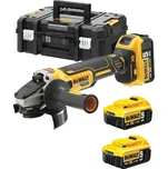DCG405P3 DEWALT 18V AKU BEZUHLÍKOVÁ 125MM ÚHLOVÁ BRUSKA, 3 X BATERIE XR LI-ION 5,0 AH, NABÍJEČKA, KUFR T-STAK
